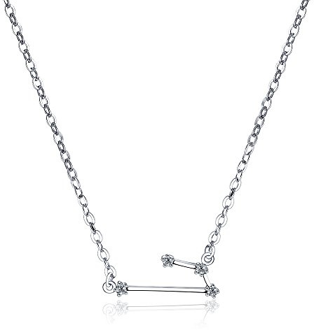 H.ZBRUJ Chic 925 Silver Zodiac Pendant Aries Sign for Women CZ Necklace Gift to Mother Lover Girlfriend Wife Daughter