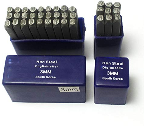 Oudtinz Stempel-Set Zahlen und Buchstaben (36-teilig) aus gehärtetem Kohlenstoffstahl (A-Z & 0-9)