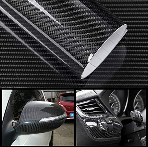 Alecony Autofolie,3D Matt Schwarz Carbon Folie,Auto Lackschutzfolien Kohlefaser Aufkleber Vinyl Wrap Blasenfrei,Selbstklebend flexibel Car Wrapping Klebefolie für Auto, Motorrad, Laptops(152X10 cm)