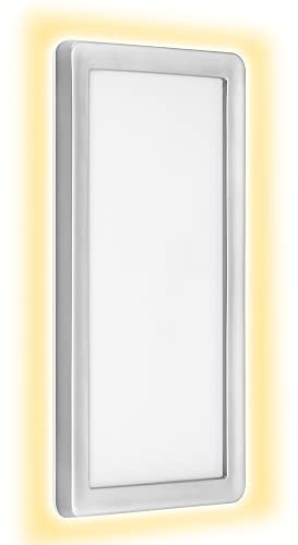 TELEFUNKEN - LED Außenwandleuchte, Außenwandlampe, Backlight Effekt, 16 Watt, 2.000 Lumen, 4.000 Kelvin, IP44, Silber, Rechteckig, 280x150x28mm (LxBxH), Silberfarbig, 313604TF