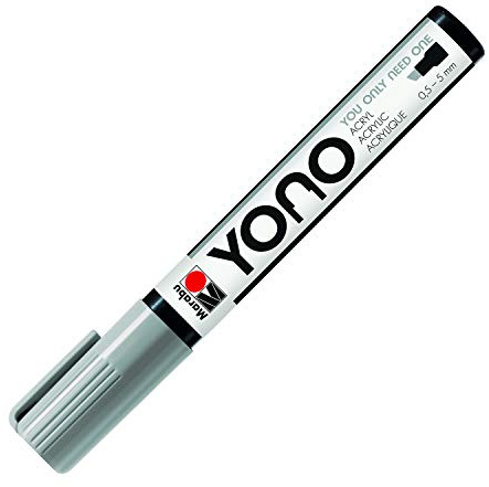 Marabu 12400102078 - YONO Marker, Grau 078, vielseitiger Acrylstift mit japanischer Keilspitze 0,5 - 5 mm, wasserbasiert, lichtecht und wasserfest, für nahezu alle Untergründe