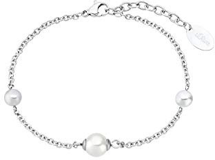 s.Oliver Armband Edelstahl Damen Armschmuck, mit Glasperle, 17+3 cm, Silber, Kommt in Schmuck Geschenk Box, 2031466