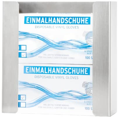 INOGS Supporto da Parete per 2 Scatole di Guanti - Porta in Acciaio Inox per Guanti Usa e Getta - Dispenser Monouso con Accessori di Montaggio