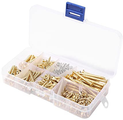 Alnicov Gitarrenschrauben-Set, 226-teilig: 9 Typen Gitarrenschrauben-Sortiment-Set mit Federn für E-Gitarren, Gold