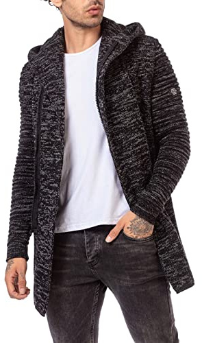 RED BRIDGE Cardigan Uomo Cappotto Giacca lunga Nero M