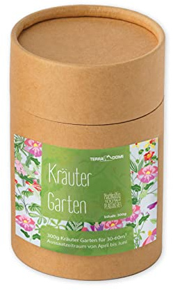 TerraDomi 300g Kräuter Garten I pflegeleichter Kräuterkarten für zu Hause I besonders Insektenfreundlich I für ein vorteilhaftes Artenreichtum I nachhaltig und 100% plastikfrei