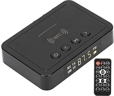 NFC Bluetooth 5.0 Transmitter Receiver,Bluetooth Receive (RX),Bluetooth Transmitter (TX),FM Transmitter 3 in 1 Bluetooth Adapter for PC TV Flat Speaker Home Car Audio System