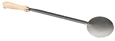 Machika Écumoire avec manche en bois | Spatule wok pour la cuisine | Spatule en métal pour hamburgers et légumes, spatule à riz pour paella | Acier inoxydable | 66 cm |
