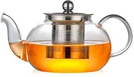 BEZAX Teekanne Teekanne Gusseisen-Teekanne Klarglas-Teebereiter mit abnehmbarem Infuser verdicken hitzebeständige Teesiebe für Party-Konferenz-Restaurants Teezubehör (Size : 400ml) (Size : 1200ml)