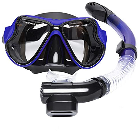 Schnorchelmasken-Set, Schnorchelset mit Tauchmaske, Trockenschnorchel, Tauchen, verstellbare Kopfbänder, einfaches Atmen mit Trockenschnorchel, geeignet für Männer, Frauen, Erwachsene (Rosa) (Bl