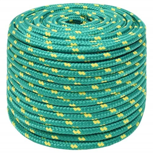 vidaXL Bootsseil Ankerleine Festmacher Tauwerk PP Leine Seil Tau Polypropylenseil Geflochten Flechtleine Grün 14mm 250m Polypropylen