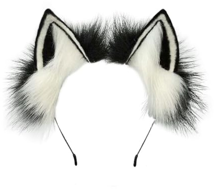 MIVAIUN Handgefertigtes Kunstpelz Katzenohren Stirnband Künstliches Katzenohren Stirnband Tierohr Stirnband Kostüm Zubehör Halloween Tier Stirnband für Halloween Thanksgiving Party Cosplay