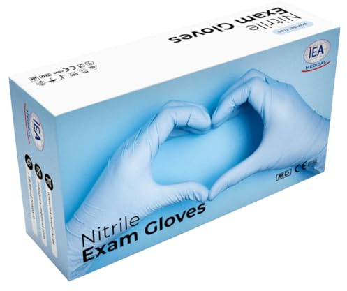IEA Medical Nitrilhandschuhe blau M, Einweghandschuhe, latexfrei&puderfrei | Reißfeste Einmalhandschuhe nach EN 455-1/2/3/4, AQL 1,5, biokompatibel – Medizinprodukt für Pflege, Haushalt & Werkstatt