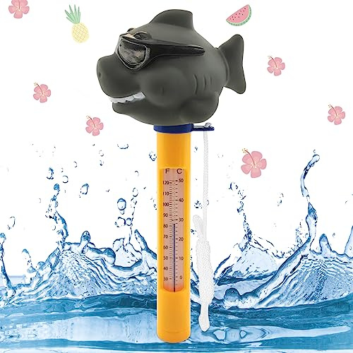 TOPJOWGA Flytande vattentermometer, pooltermometer, pooltermometer, flytande pool, vattentermometer okrossbar med snöre, vattentemperaturtermometer för spa akvarier