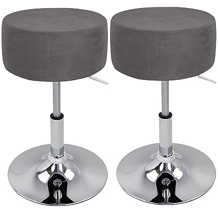 XGANGM Hockerbezug Rund Durchmesser 33.5/34cm H14/17 cm Sitzhocker Bezug Stretch Velvet Hocker Rund Bezug Runder Stuhlbezug Protector Waschbarer Runder Drehbarer Hocker Schonbezug,#1,2pcs