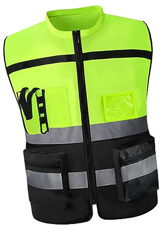 F Fityle Warnweste, reflektierende Sicherheitsweste für Männer und Frauen mit Taschen und Reißverschluss, Bauweste, Arbeitsweste für Lager, Nachtarbeit, Straße