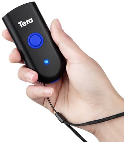 Tera 【Mini 1D Barcode Scanner】 Pocket Waterproof Wireless Laser Scanner 3 in 1 Compatible with Bluetooth USB Wired Portable Bar Code Reader for Supermarket Logistics Work with iOS Windows Android