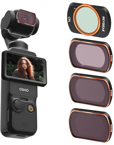 REYGEAK ND CPL Filter für DJI Osmo Pocket 3, 4er Pack Magnetisches ND16/N64/ND256/CPL,Multi Coated optisches HD Glas/Schlanker Aluminiumrahmen Zubehör (CPL/ND16/ND64/ND256)