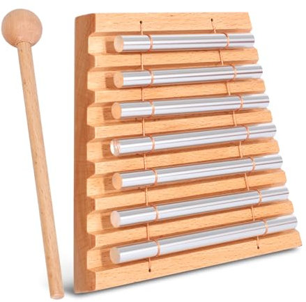 LIEKE Klangheilung Chime 7 Ton Klangstab für Yoga Meditation, Holz Hand Glockenspiel Glocken Percussion Instrument