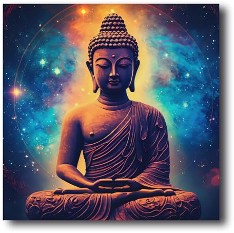 LZIMU Buddha Leinwand Bilder Buddha Statue Gemälde Drucke Zen Bilder buddhistisches spirituelles Kunstwerk für Büro Yoga Spa Meditationsraum Gerahmt (Bild-2, (30.00 x 30.00 cms))