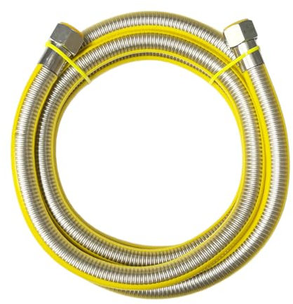 Tubo gas flessibile lungo 3000 mm. ½ femmina/femmina in acciaio inossidabile a norma UNI EN15266 per cucina piano cottura - made in Italy - H7129/1