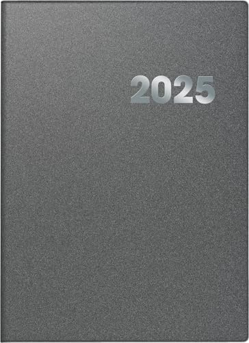 BRUNNEN Buchkalender Modell 789 (2025), 1 Seite = 1 Tag, A4, 384 Seiten, Kunststoff-Einband Reflection, grau
