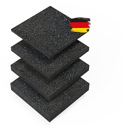BAUHELD Terrassenpads 90x90 x 8mm [105 Stück] - Made in Germany - Antirutsch Bautenschutzmatte aus Gummigranulat - Als Unterlegplatten für Terrassen-Fliesen, WPC Terrassen-Dielen, Stelzlager, Balkon