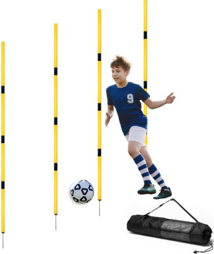Hanlintk Bastoncini da Allenamento per Agility, aste da Allenamento per Calcio Regolabili a 5,6 Piedi | Migliora Resistenza, velocità e Lavoro delle Gambe per Atleti/Bambini/Adulti