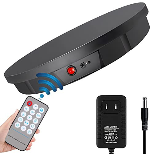Elektrischer Drehteller, motorisierter drehbarer Ausstellungsständer mit Fernbedienung, großer elektrischer Drehteller für Fotoprodukte, Foto, Kurzvideo, Panoramabilder, 3D-Scannen,Black-52cm