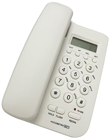 Mllepjdh White Corded Landline Phone with Caller ID Display, Big Button, Desktop/Wall Telephone