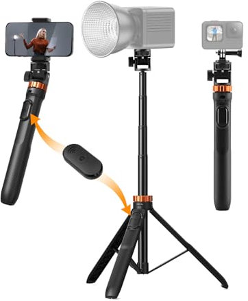 K&F CONCEPT 69''/175cm iPhone Selfie Stick Tripod with Phone Holder, Compatible with iPhone 17/16/15, GoPro Hero 13/12/11, DJI Osmo Pocket 3/Action 5/360, Insta360 X5/X4, AKASO EK7000/Brave 7