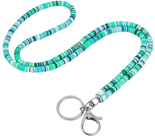 LEGENTLISUR Perlen Lanyard mit ID Kartenhalter Lanyards für Frauen Lanyard mit ID Kartenhalter Niedlich Abzeichen für Lehrer Damen Geschenk (Seegrün)