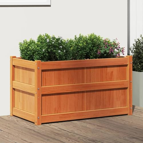 Baziroo Bac à fleurs d'extérieur - 90 x 50 x 50 cm - En pin massif - Pour légumes, légumes, plantes - Marron ciré