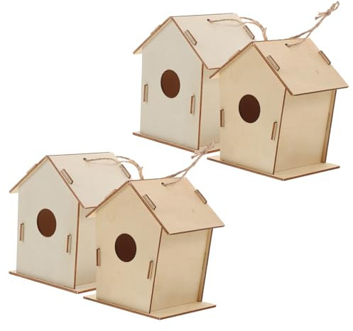 Gogogmee 4stücke Unfertiges Holz Vogelhaus Diy Malen Kit Für Junge Mädchen Zum Selberbauen Und Bemalen Als Dekoratives Vogelhaus Zum Aufhängen