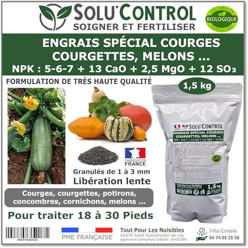 1,5 kg d'Engrais Spécial Courges, Courgettes et autres cucurbitacées - SoluControl - Formulation haute qualité Organo-Minerale - Utilisable en Agriculture Biologique