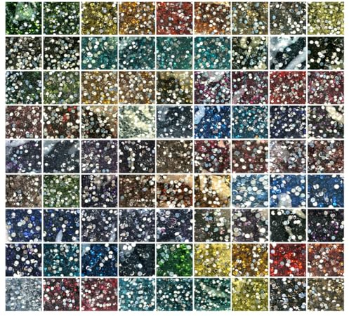 Gohytal Lot de 80 000 pierres de peinture diamant rondes à paillettes - Accessoires décoratifs - Strass pour peinture diamant - Ongles - Pierres précieuses - Artisanat - Ornements textiles - DIY