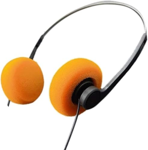 Orange retro on-ear-hörlurar, trådbundna stereohörlurar, hörlurar, lätta bärbara hörlurar med justerbart pannband