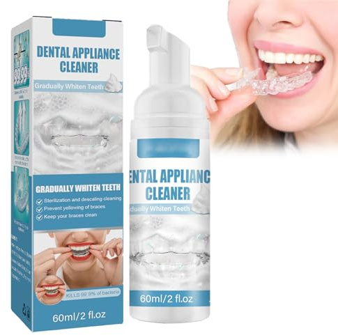 Schiuma Detergente Ortodontica | Pulitore per Allineatori, Bite, Apparecchi Mobili E Dentiere | Azione Sbiancante E Rinfrescante Alla Menta | 60ml