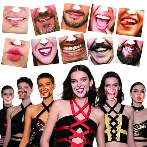 VisageVitalit 10Stk Motive lustige Nasenmasken für Fotobox, Lustigen Gesichtern, Photobooth Accessoire, Requisiten, Utensilien für Party Spiele, Geburtstag, JGA, Hochzeit und Silvester