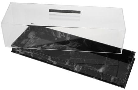 ULTECHNOVO Rectangular Acrylic Cake Tray with Clear Dome Lid Stable Marble Base Dessert Display Stand for Pastries and Cheese Detachable Design for Easy Cleaning Versatile Shape for Various