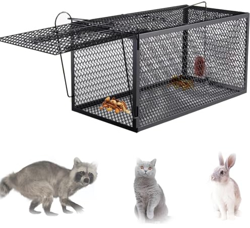Humane Cat Trap For Stray Cats 1-10kg, 20.5 Inch Live Animal Cage Trap Large Live Feral Cat Trap For Raccoons, Rabbits, Gophers
