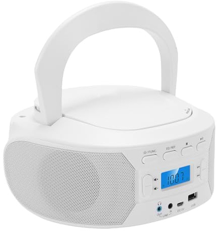 Jectse Boombox CD Portables à Chargement par Le Haut, Lecteur CD Bluetooth avec Radio FM Stéréo, Boombox de Musique à écran LED avec Prise Casque USB AUX, Prend en Charge CD, CD RW, MP3 (Prise UE)