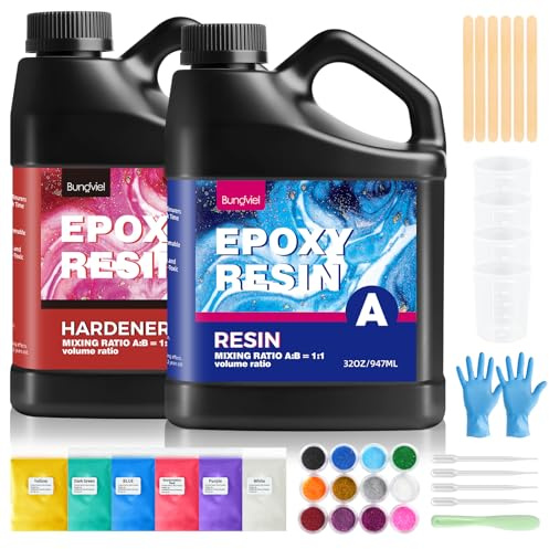 Epoxidharz Set 1894ml Epoxidharz mit Härter 1: 1 Mischung Epoxy Resin mit Härter für Schmuck, Formen, Wohnkultur, Untersetzer, Ornamente