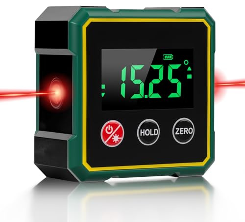 Digital Angle Finder with Electronic Laser, 4-Side Magnetic Angle Gauge | USB Rechargeable Magnetic Digital Spirit Level, High-Precision Measuring Tool for Woodworking, Table Saw, Hanging