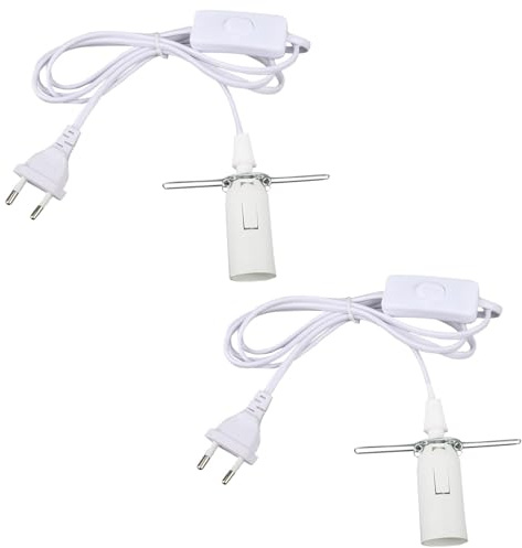 2 Stück Lampenfassung E14 mit Kabel und Schalter, E14 Steckdosenadapter mit 1,8M Lampenkabel und Schalter EU-Stecker für Salzlampe Lsolierung Salzleuchte Kabel Salz Lampefassung Deckenlampe, Weiß