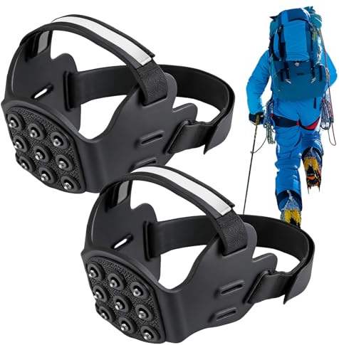 Eispikes für Stiefel | 1 Paar mit reflektierenden Streifen | rutschfeste Gummibänder für Winterstiefel, zum Wandern, Bergsteigen,