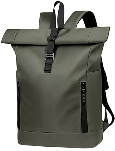 Clufar Rolltop Rucksack Wasserdicht Rucksack mit Computerfach 16 Zoll,Green | Rolltop Rucksack Herren Wasserdicht Laptop Rucksack mit Computerfach 16 Zoll Elegant Daypack Freizeit für Arbeit Reisen,Green