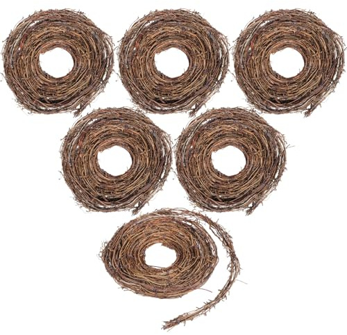 6 PCS DIY Crafts Natural Grapevine Twig Vines, 15 Feet Vines Garland Wreaths for Wedding House Holiday Door Vase Wall Decor (6)