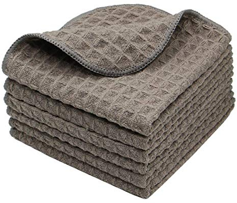 VeraSong Microfiber Kitchen Cleaning Cloth Thick Dish Rags Waffle Weave Washcloths Dish Cloths Ultra Absorbent Odor Free 12inch X 12inch 6 Pack Gray