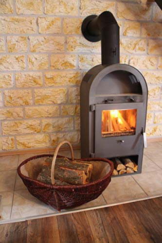 großer Kaminholzkorb aus Weide mit Jute Kaminholztasche Feuerholzkorb Weidenkorb Kaminkorb Holzkorb